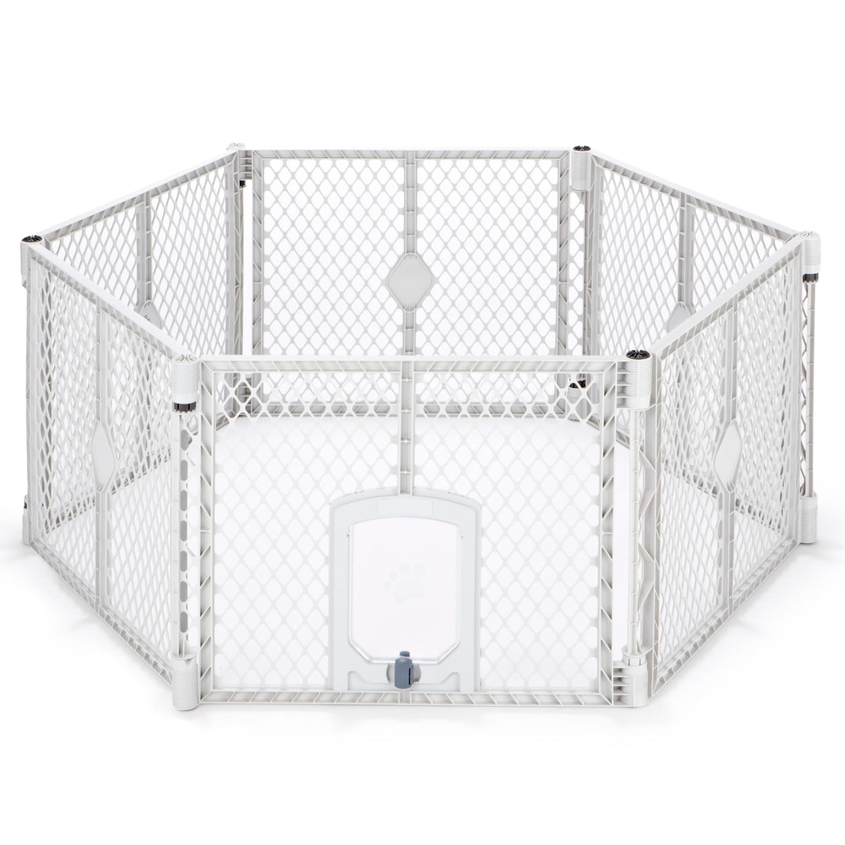 MyPet 8-Panel Paws Petyard, Gray Dog Playpen, Durable & UV-Resistant Puppy Playpen, Indoor/Outdoor Portable Dog Pen, Adjustable for Your Pet's Comfort, Friendly Design for Happy Pets
