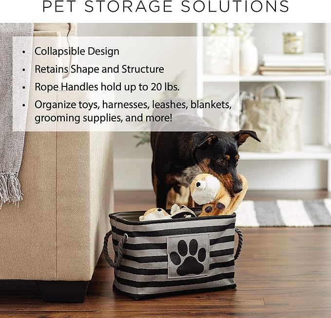 Bone Dry Pet Storage Collection Collapsible Bin, Black, Small Rectangle