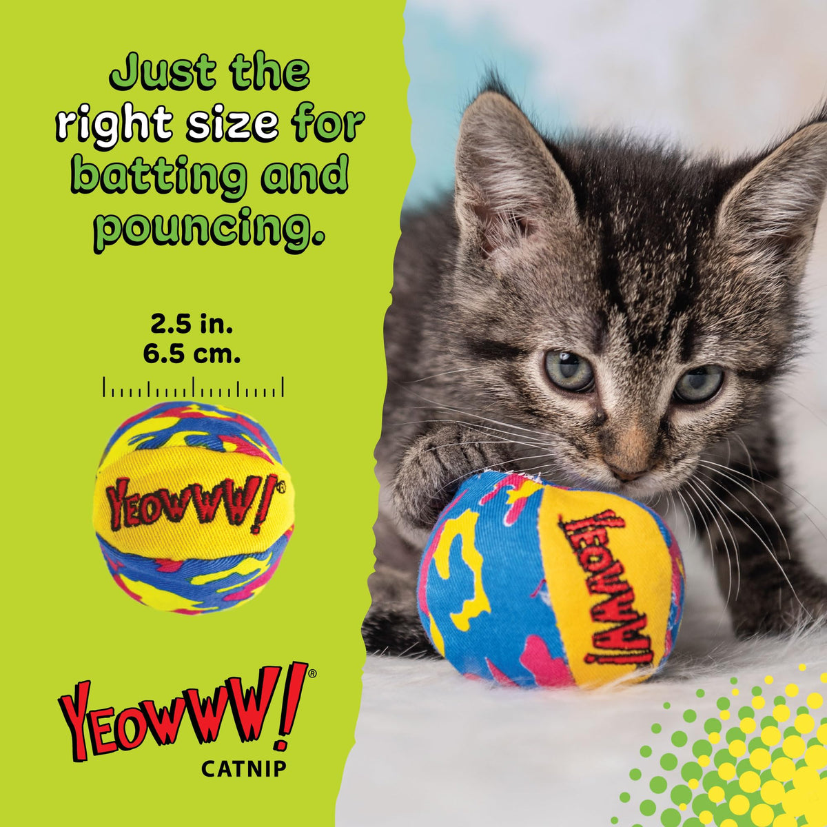 Yeowww! Catnip My Cats Balls Toys for Cats - 3-Pack - Durable Cotton Twill - Made in the USA - Stuffed with Organically Grown Catnip
