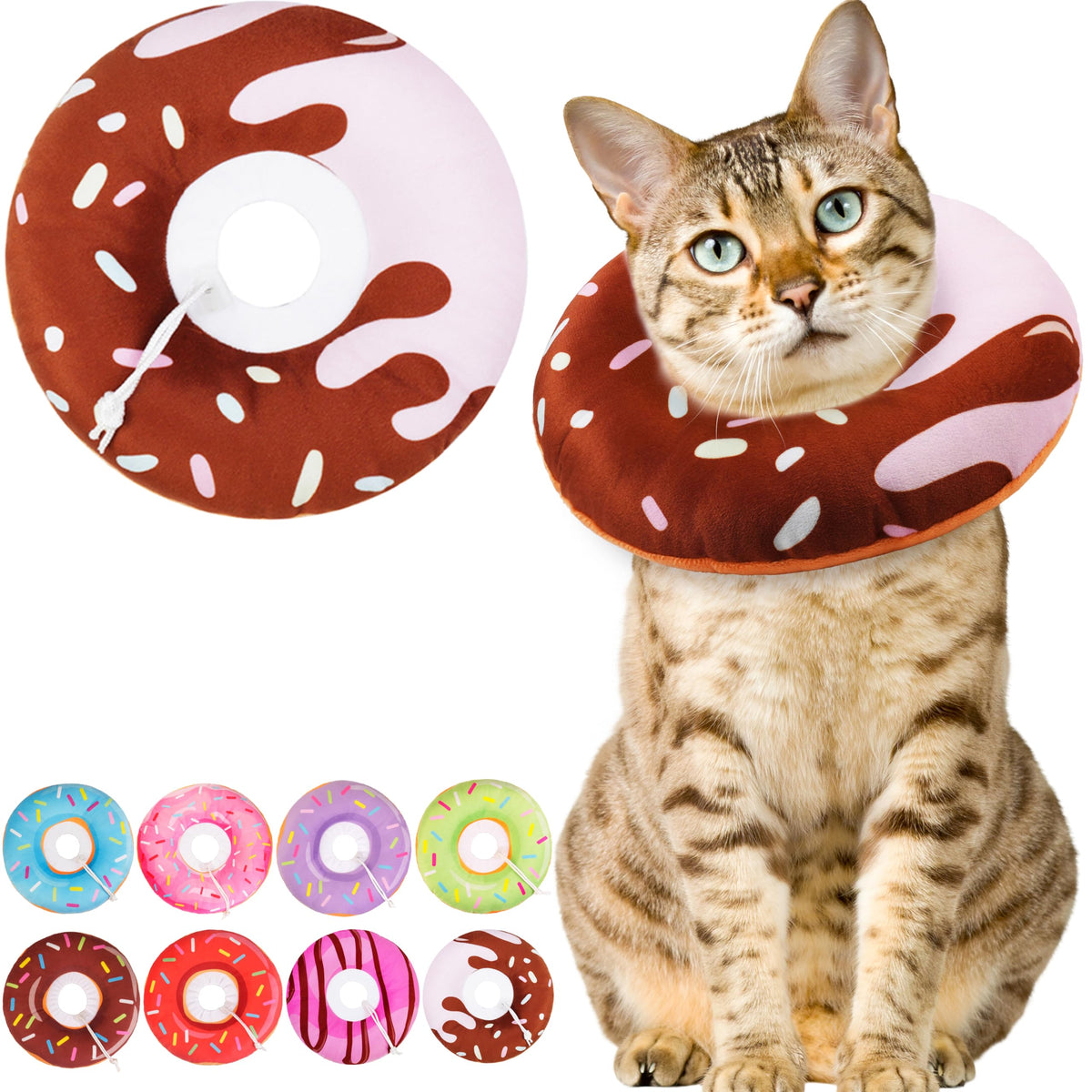 WONONE Cat Cone Collar Soft, Adjustable Cat Recovery Collars Spay Cones to Stop Licking, Cute Kittens Donut E Collar After Surgery, Anti-Lick Wound Healing Elizabetan Collars for Kittens (Pink, Small)