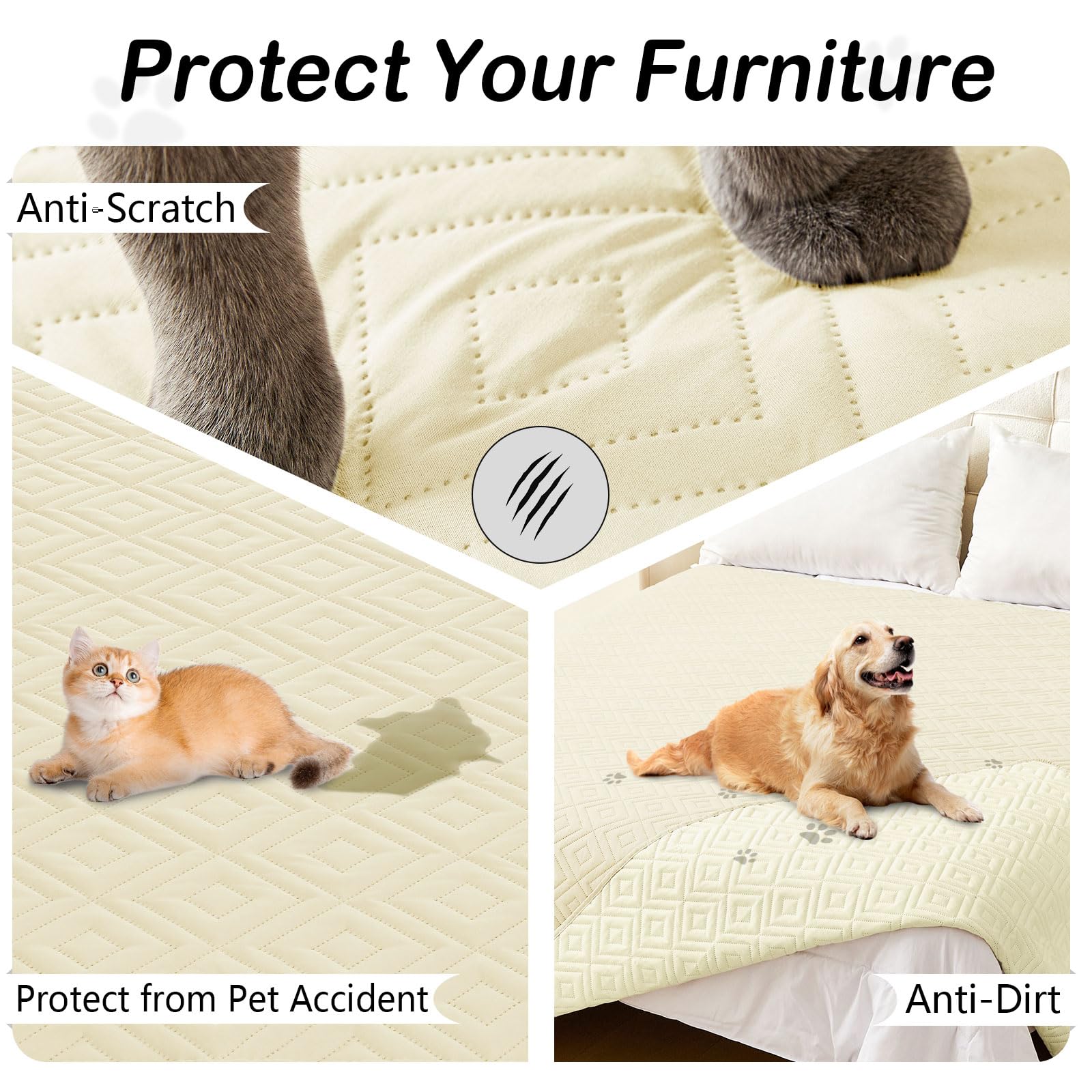 hyha Waterproof Reversible Dog Blanket, Pet Blanket for Sofa Couch