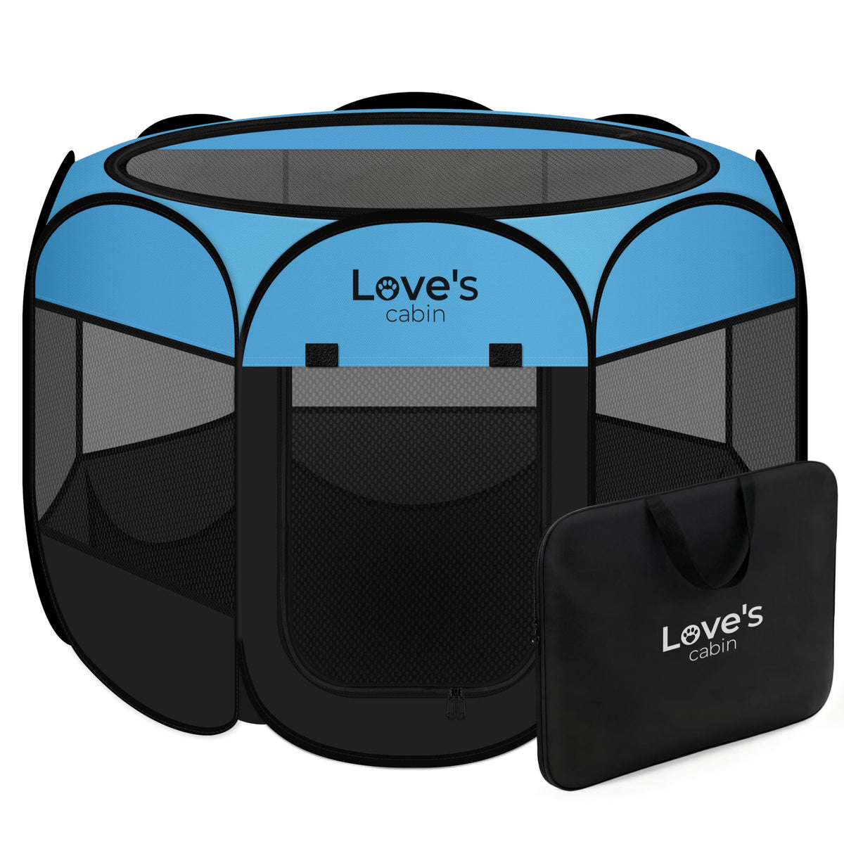 Love's cabin Pet Puppy Dog Playpen, Medium Dog Tent Crates Cage Indoor/Outdoor, Portable Playpen for Cat, Foldable Pop Up Dog Kennel Playpen with Carring Case, Removable Zipper Top, Grey