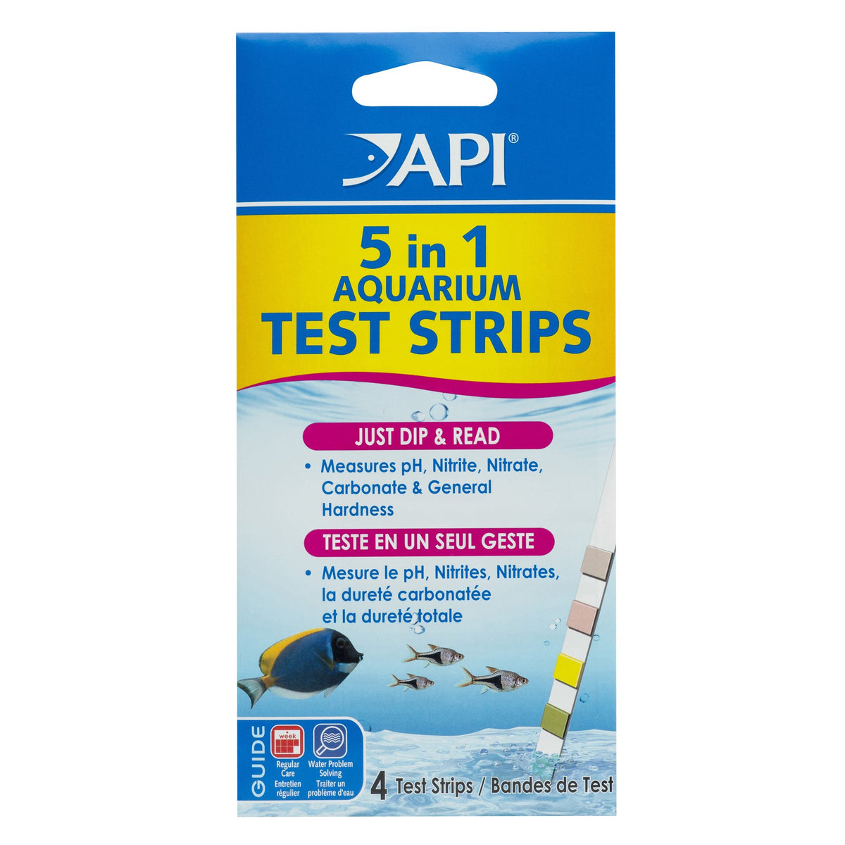 API 5-IN-1 TEST STRIPS Freshwater and Saltwater Aquarium Test Strips 100-Count Box