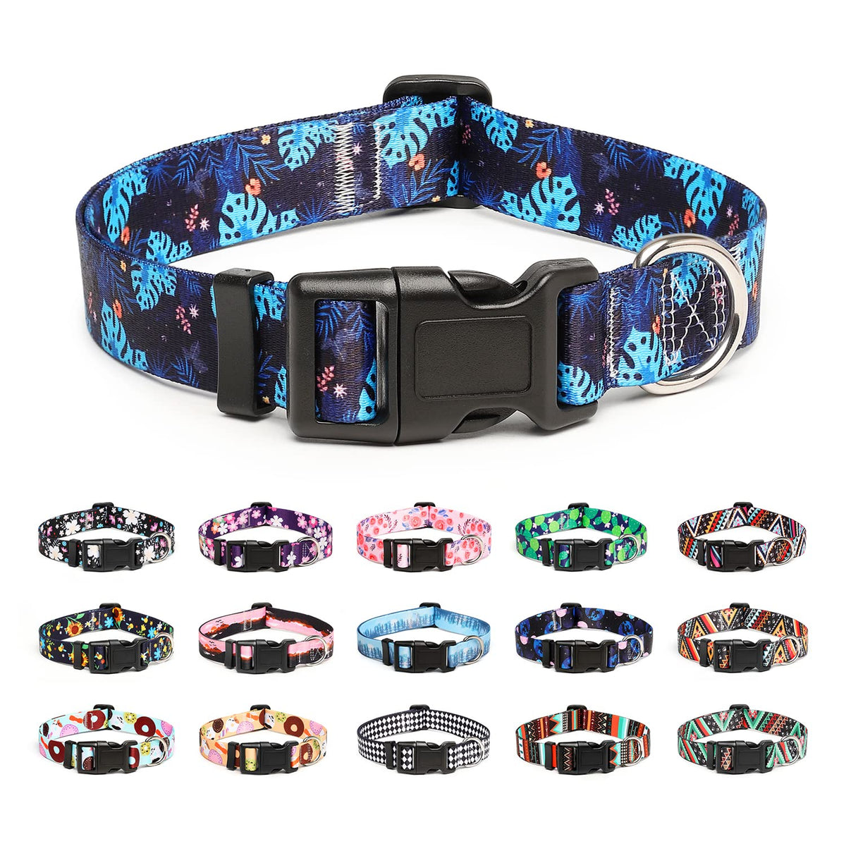 Mercano Adjustable Dog Collar - Special Design Patterns, Soft Nylon Comfortable Durable Pet Collar for Small Medium Large Dogs (S, Rhomb)