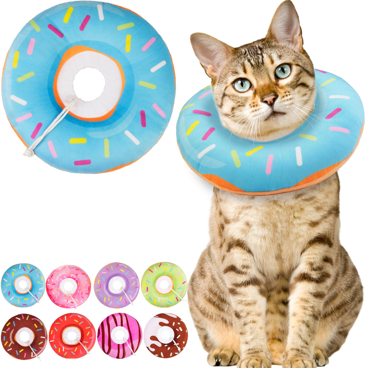 WONONE Cat Cone Collar Soft, Adjustable Cat Recovery Collars Spay Cones to Stop Licking, Cute Kittens Donut E Collar After Surgery, Anti-Lick Wound Healing Elizabetan Collars for Kittens (Pink, Small)