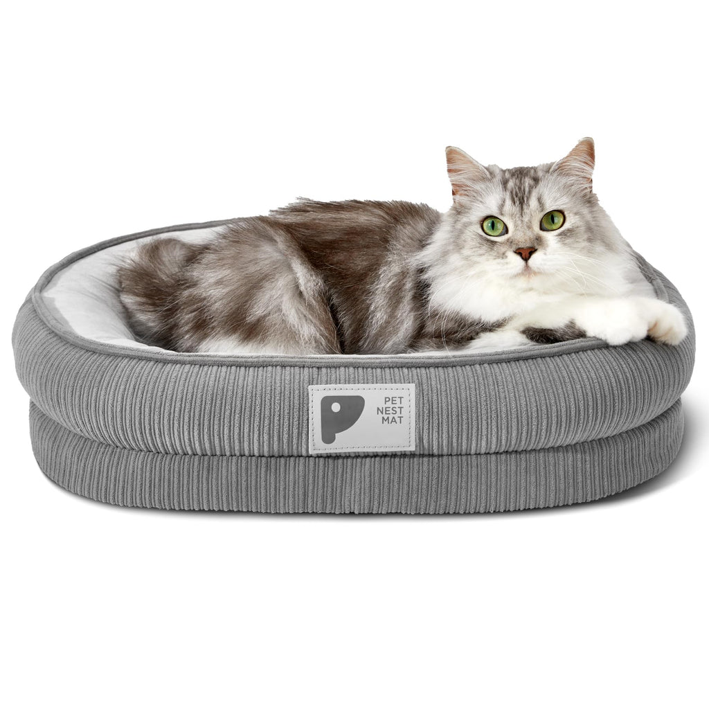 Bininl Orthopedic Cat Bed for Puppy,Cat Sofa Bed with Egg Crate Foam Dog Couch Bed with Four-Sided Bolster, Removable Cover & Non-Slip Bottom Grey XS