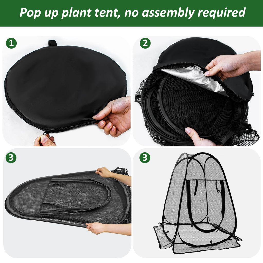 Pop Up Mesh Plant Protectors from Animals,Large Plant Netting Guard Cover with 8 Stake Crop Cage Fine Mesh Plant Tents for Protect Flower Tomato Vegetable from Deer Cat Bird Squirrel, 28x28x34 in