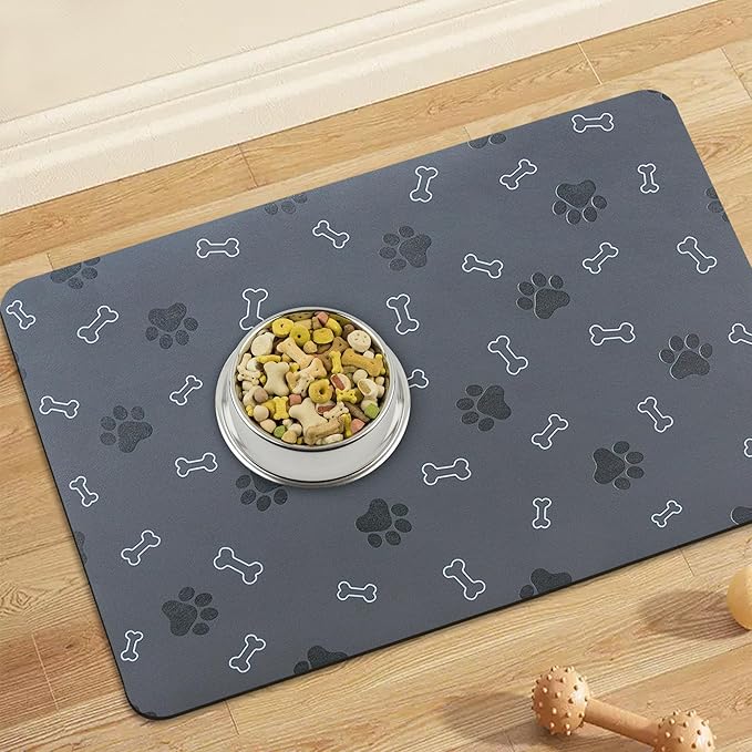 Pet Cat Dog Food Mat Non Slip Mat for Dog Water Bowl Mat Quick Dry Absorbent Cat Feeding Mat, 32 * 17 in