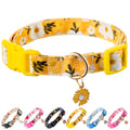 Raisingwell Cotton Dog Collar Yellow Flower Pattern for Boys and Girls Cute Dog Collars Summer Fall Gift Adjustable for Medium to X-Large Breed Dogs (L)