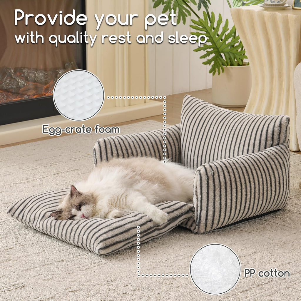 Hollypet Cat Bed Small Dog Orthopedic Couch Beds for Pets up to 20 lbs