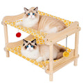 MITREL 2-Layer Cat Hammock Bed, 24"x15.7"x16.3" Elevated Cat Bed with Pine Wood Frame, Breathable Washable Covers, Wooden Pet Furniture for Indoor Cats and Small Animals(Orange-2)