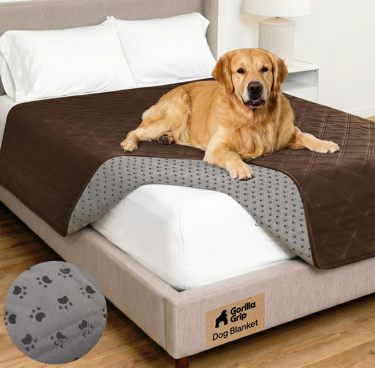 GORILLA GRIP® Waterproof Dog Blanket, Couch Cover for Dogs 82x102 Chocolate