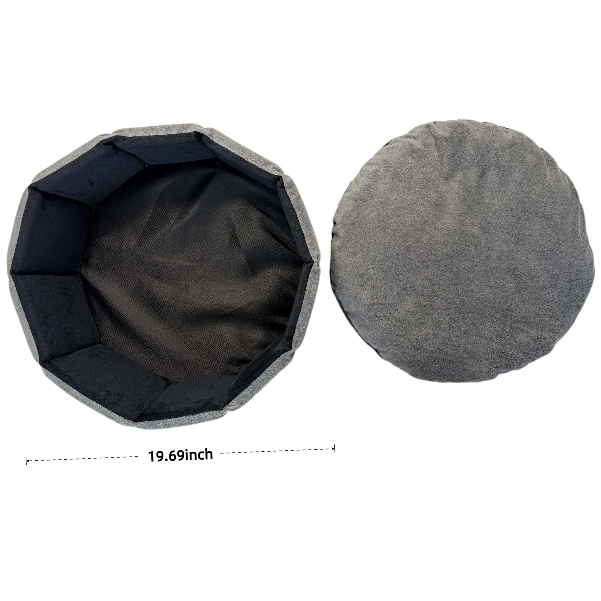 PJYuCien Orthopedic Memory Foam Round Pet Bed, 20", Gray