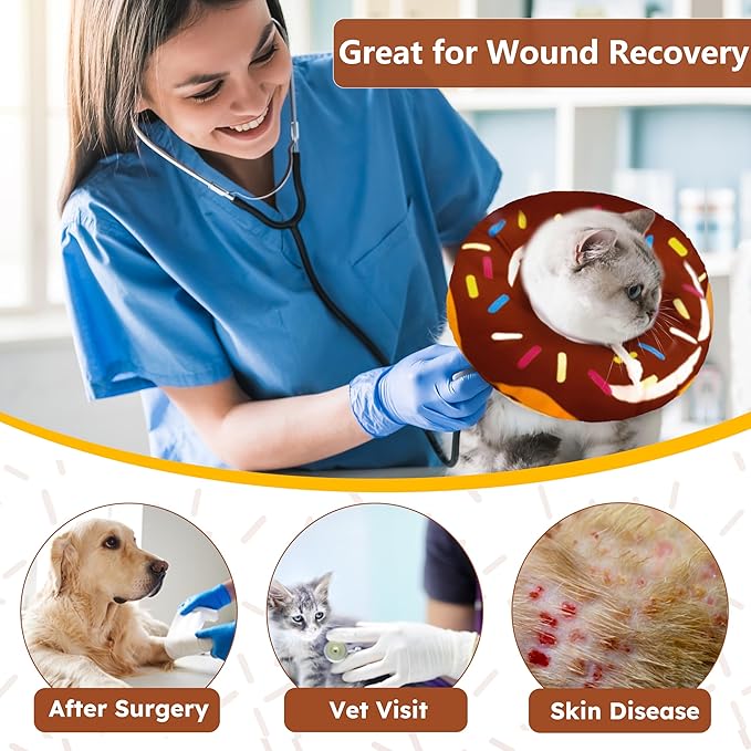 Hpetppy Cat Cone Collar Soft, Cat Recovery Collar for Wound Healing Cute Cat Donut Adjustable Cat Cones to Stop Licking Comfortable Lightweight Neck Elizabethan Collars for Cats Kittens After Surgery