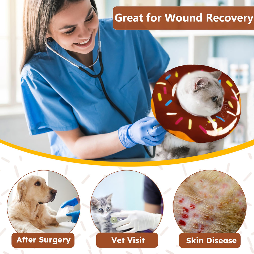Hpetppy Cat Cone Collar Soft, Cat Recovery Collar for Wound Healing Cute Donut Adjustable Kittens Cones to Stop Licking Comfortable Lightweight Neck Elizabethan Collars for Cats Kittens After Surgery