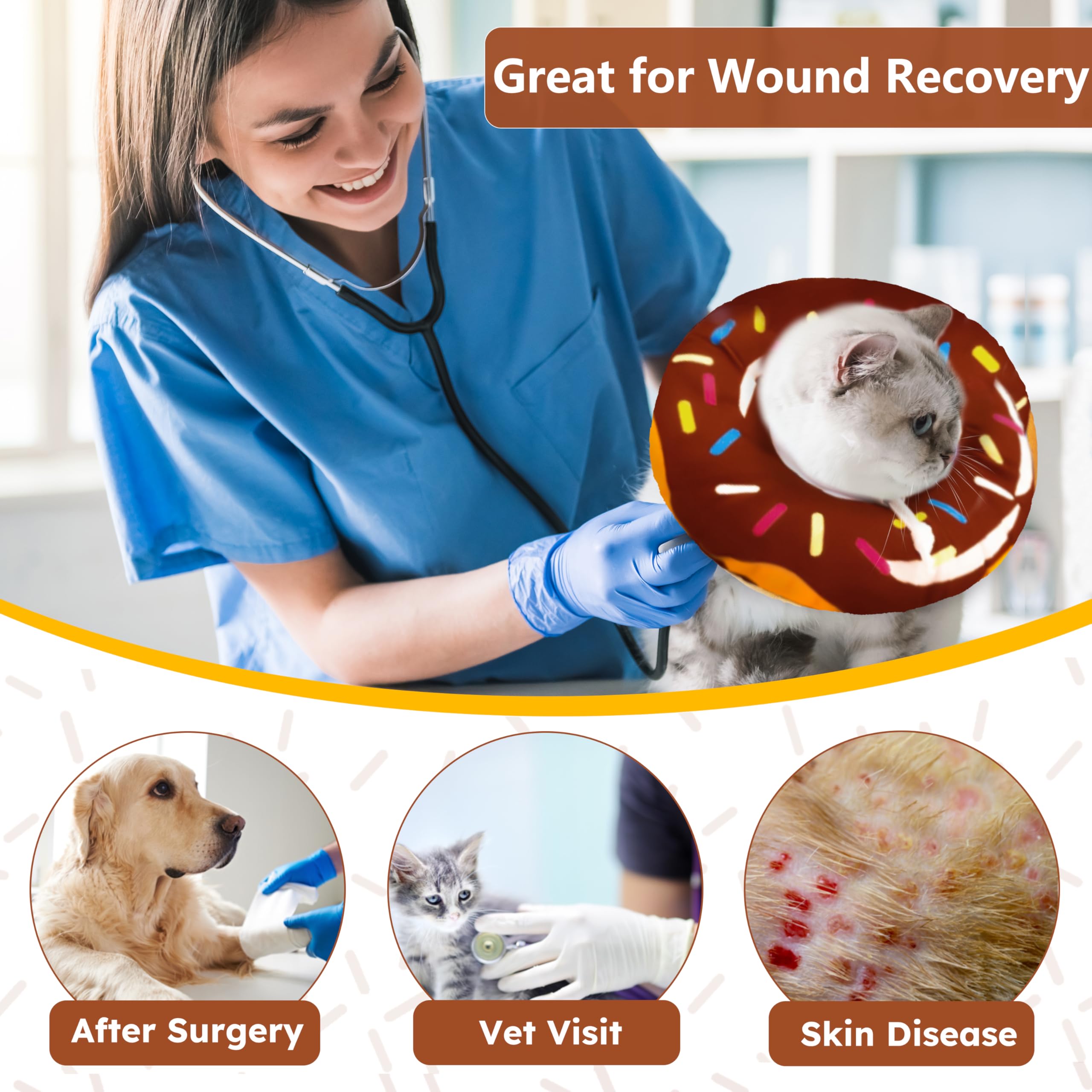 Hpetppy Cat Cone Collar Soft, Cat Recovery Collar for Wound Healing Cute Donut Adjustable Kittens Cones to Stop Licking Comfortable Lightweight Neck Elizabethan Collars for Cats Kittens After Surgery