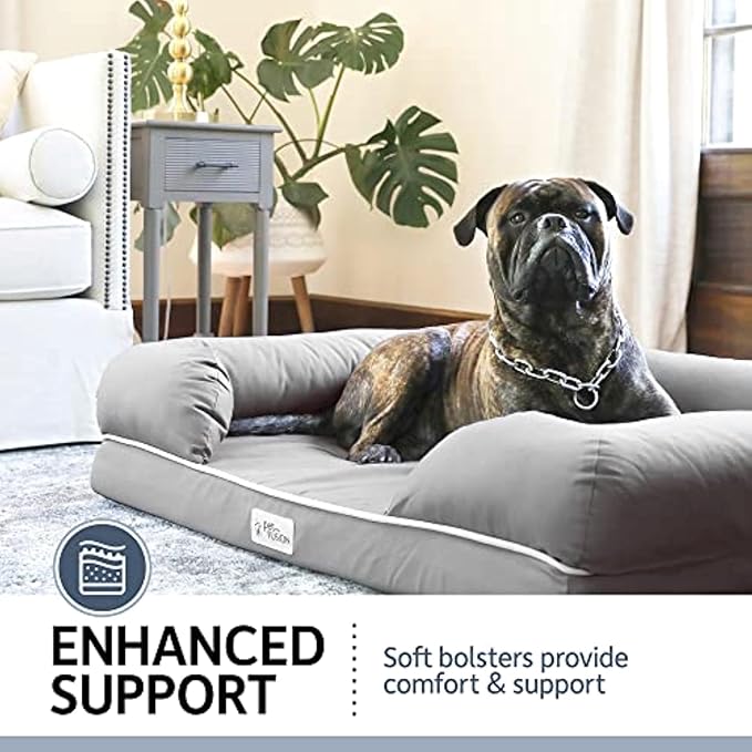 PetFusion Ultimate Dog Bed, Orthopedic Memory Foam, Multiple Sizes and Colors, Medium Firmness Pillow, Waterproof Liner, YKK Zippers, Breathable 35% Cotton Cover