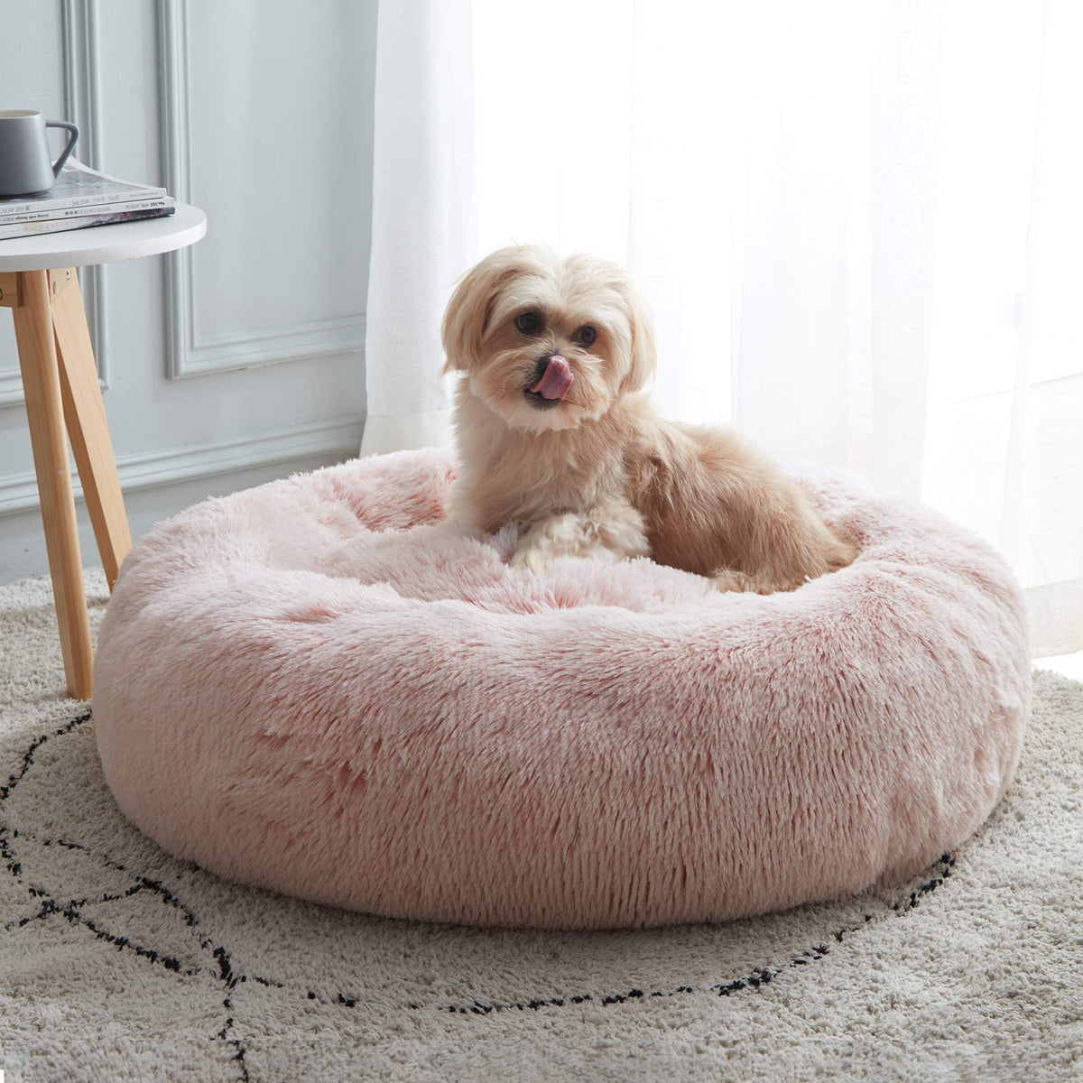 Western Home Calming Donut Small Dog Cat Bed Washable Puppy Bed,24" Rainbow