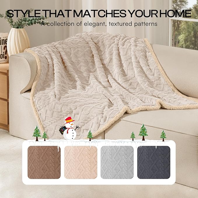 Luciphia Waterproof Pet Blanket, Liquid Pee Proof Dog Blankets for Sofa Bed Couch, Reversible Sherpa Fleece Furniture Protector Cover for Small Medium Large Dogs Cats,Beige-Thicken Large（65" x 57"）