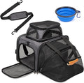 MOYLLOG Expandable Pet Carrier Bag - Airline-Approved, Breathable Mesh, Secure Zippers, Padded Handle & Multi-Pockets (Light Grey)