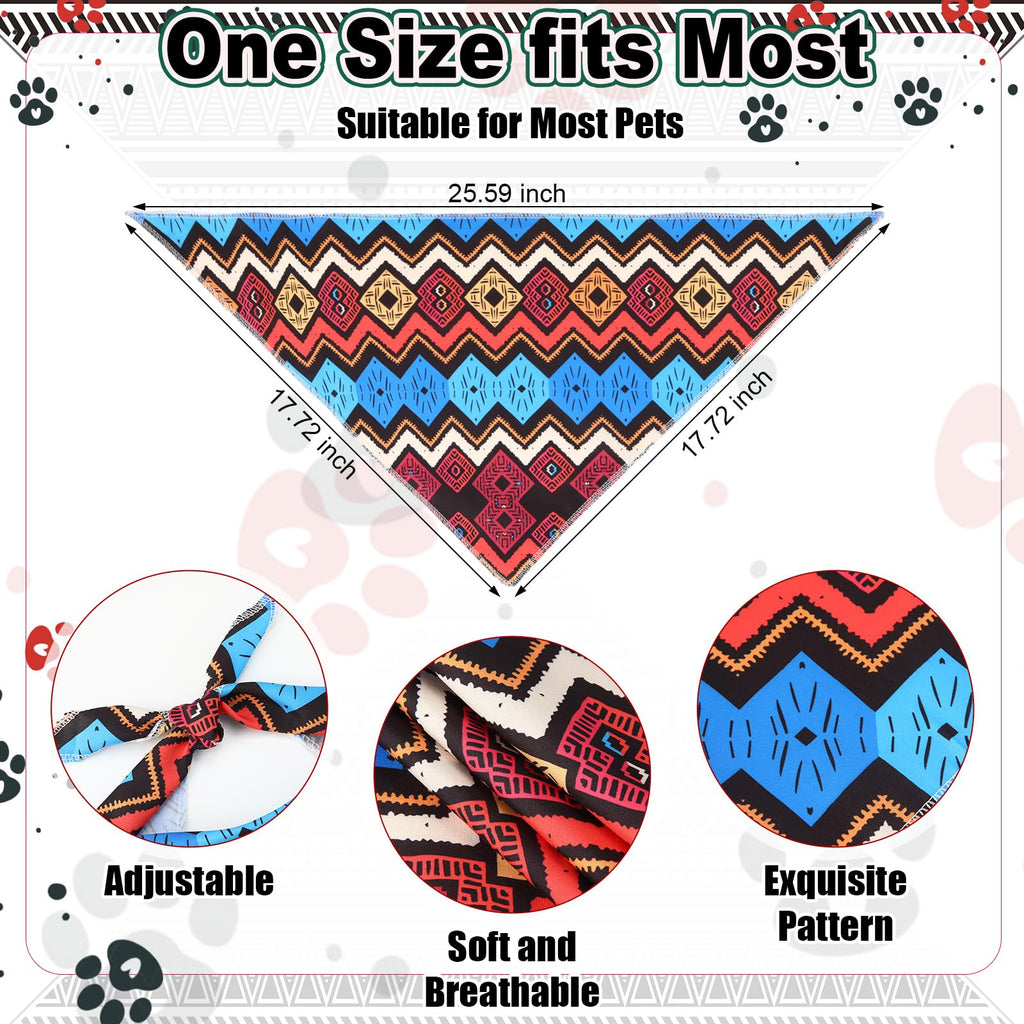 Amylove 120 Pcs Dog Bandanas Bulk Holiday Triangle Dog Pack Puppy Kerchief Bandana Adjustable Summer Pet Scarf for Pet Cat Costume Accessories Decor(Geometry)