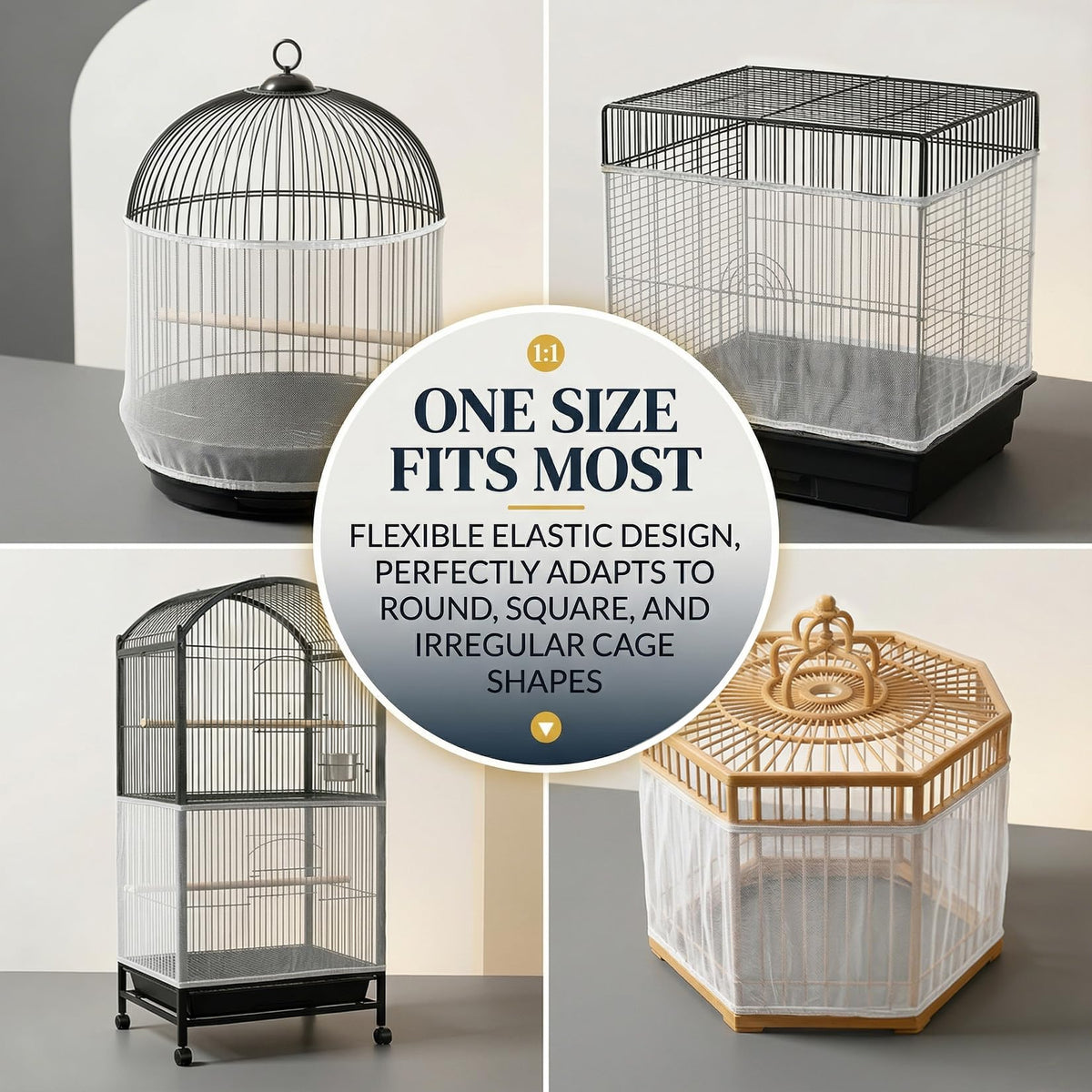 RAINFLOW 2 Pack Bird Cage Seed Catcher - Adjustable Bird Cage Skirt