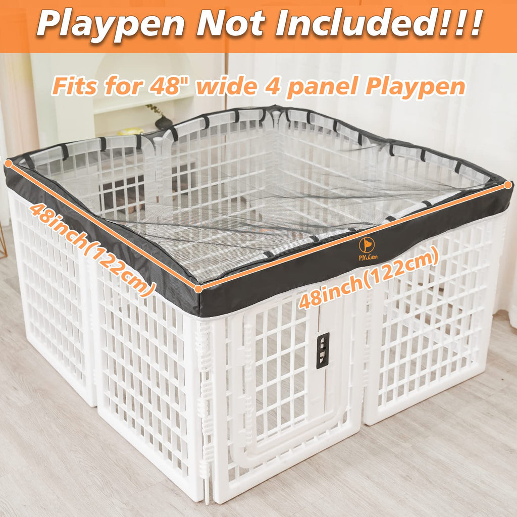 PJYuCien Square Playpen Top Cover for 24'' Width 8 Panel Pen, Black