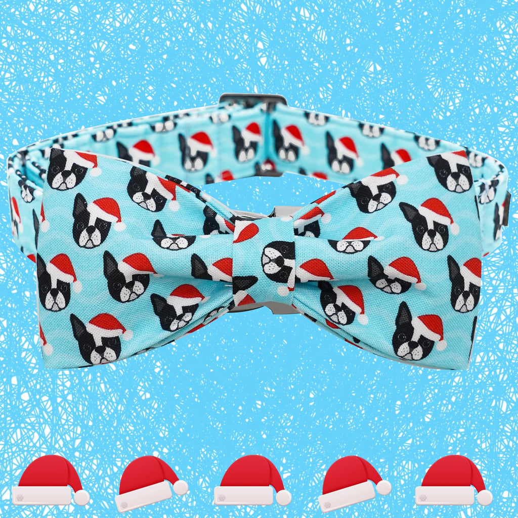 Bobo Rainbow Dog Collar, Christmas Dog Collar Plaid Pet Collar Bow Holiday Bows Girl Boy Puppy Collar Adjustable Pet Collar for Large Dogs