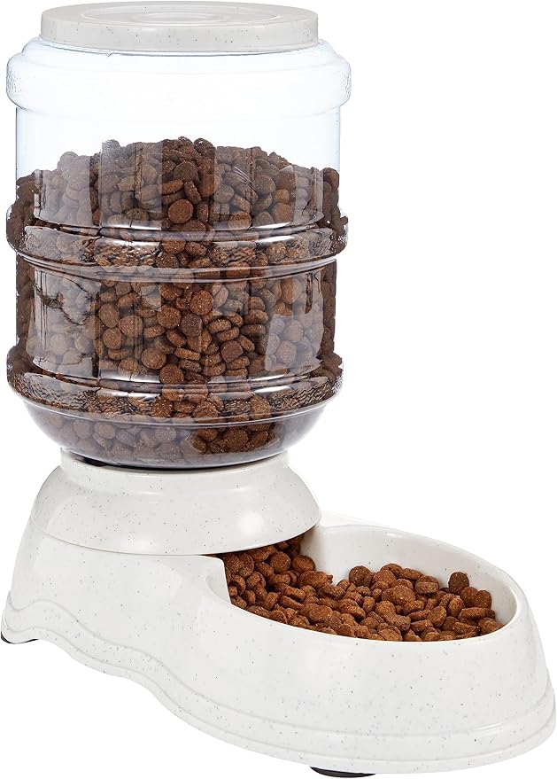 Amazon Basics Gravity Pet Food Feeder for Dogs and Cats, Easy to Clean, Easy to Fill, Removable Lid, 152fl.oz Capacity, Small
