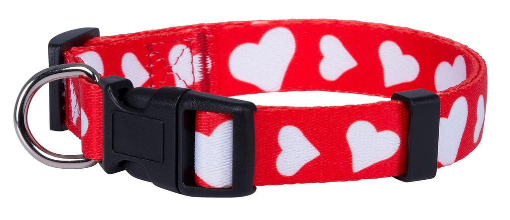 Native Pup Valentine’s Dog Collar- Valentines Day Pet Collars- Valentine Girly Hearts- Pink Red Heart- Cute Boy Girl Puppy Gift- Adjustable for Small, Medium, Large Breeds (Red Heart, Medium)