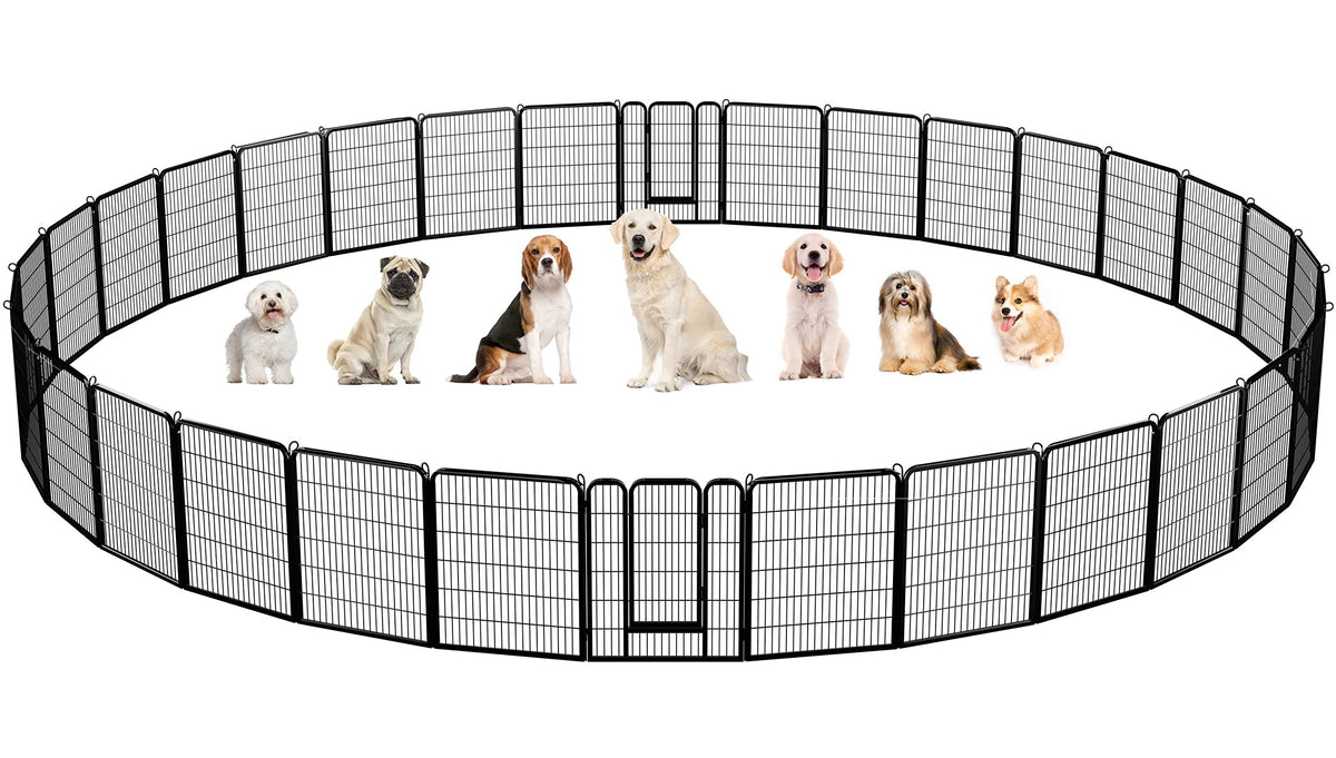 Yaheetech Dog Playpen 32in 6 Panels Pet Fence for Indoor Yard RV Camping