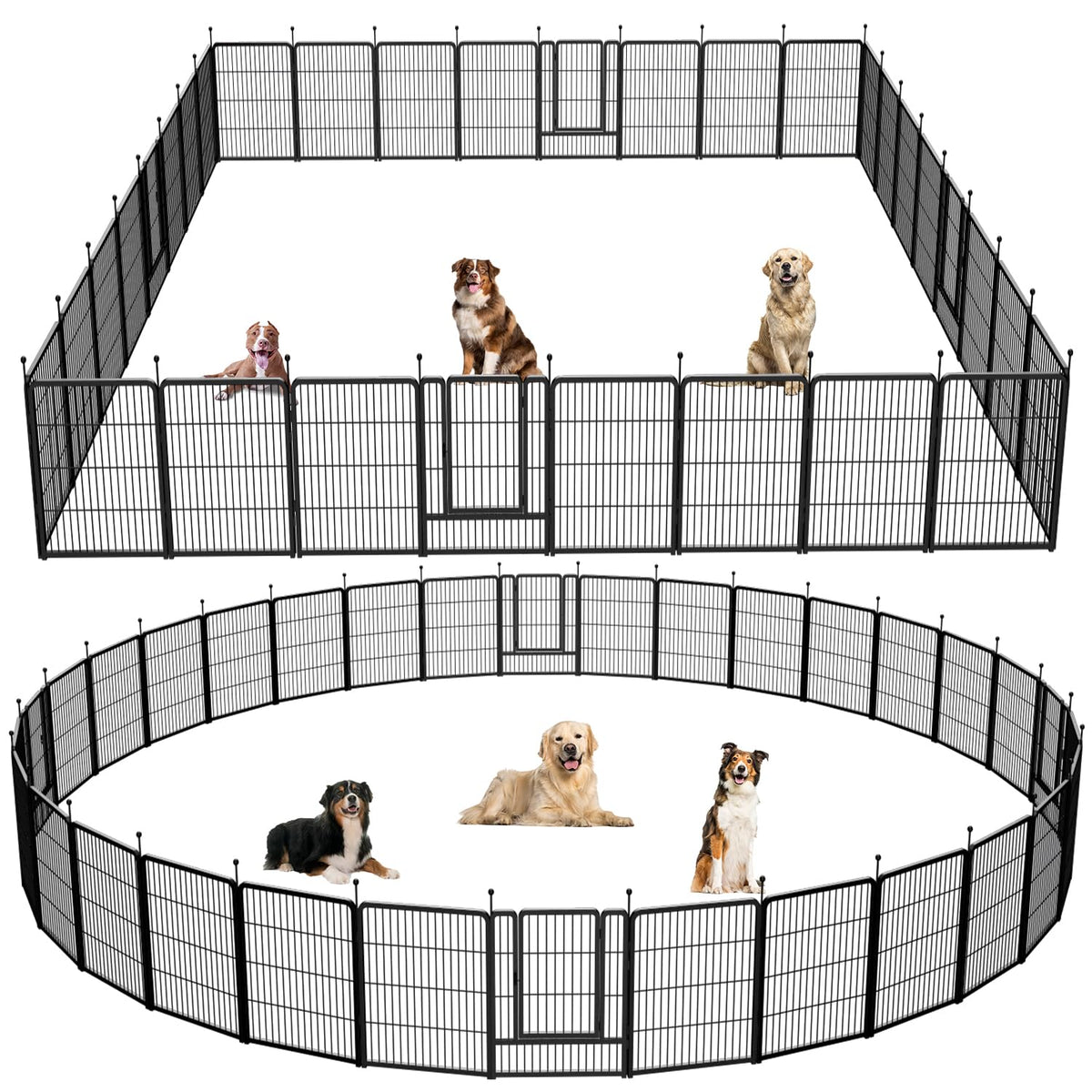 Dog Playpen,Portable Outdoor Dog Fence, Dog Playpen for Large/Medium/Small Dogs, Dog Fences for The Yard,with Doors Foldable Metal (32 inch, 40 Panels)