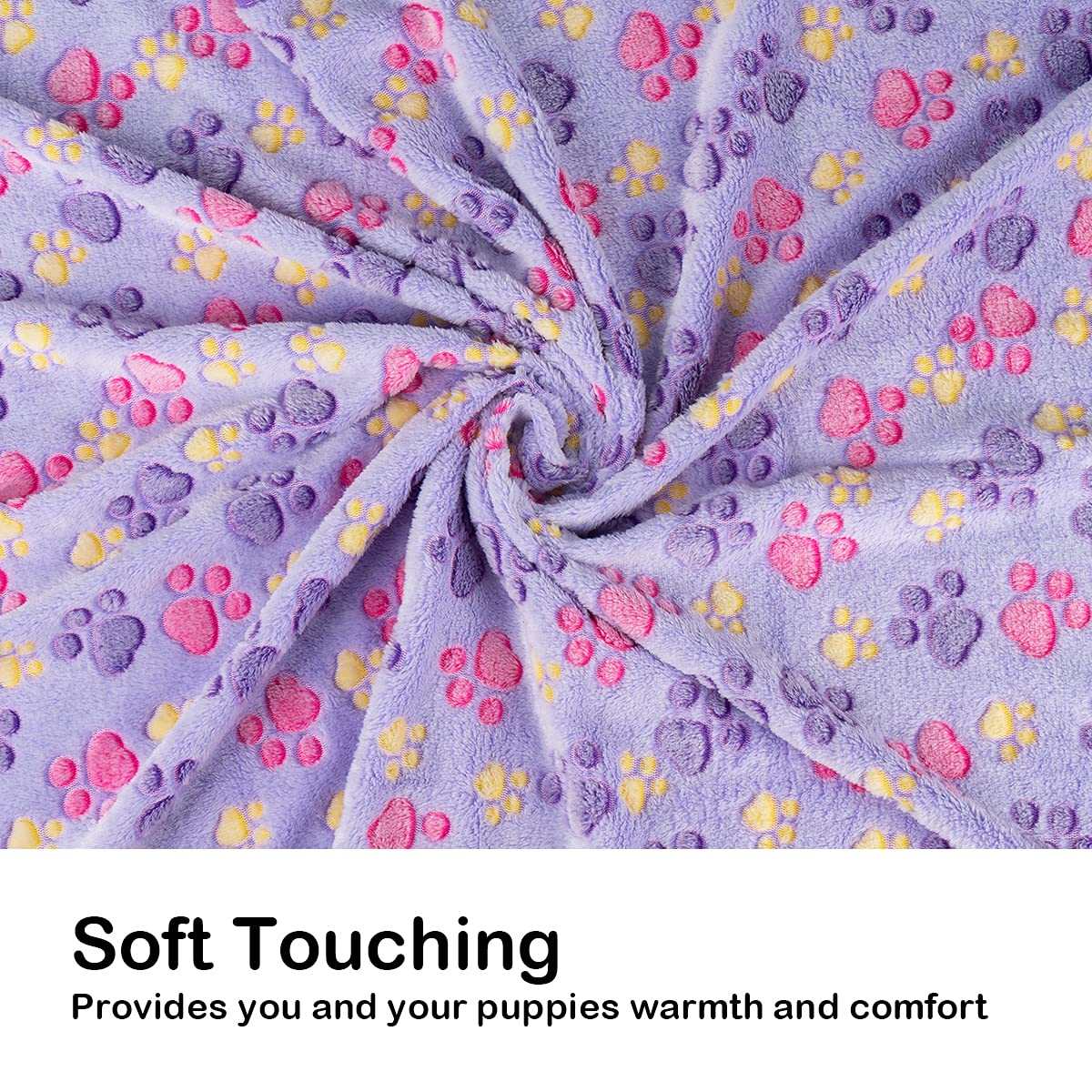 Dono 1 Pack 3 Dog Blankets for Small Dogs, Soft Fluffy Paw Print Pattern Fleece Pet Blanket Warm Sleep Mat, Puppy Kitten Blanket Doggy Mat for Dog Cat Kitten Doggy