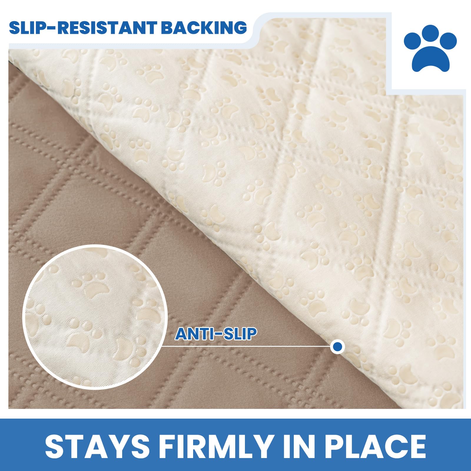 CYCMACO Waterproof Dog Bed Cover Pet Blanket, Soft Couch Cover for Dogs Washable, Non-Slip Dog Blanket Protect Furniture Couch Sofa Car for Puppy Large Dogs Cat (52x82 Inch, Khaki)