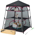 Cat Enclosure Kitten and Cat Tower Tent for Indoor and Outdoor,3 Tier Cat Cage Inside, X-Large Outdoor Catio,Portable and Foldable,Two Doors Design can Assemble More Shapes (Patented)-Blue Trim
