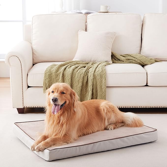 GOHOO PET Orthopedic Memory Foam Dog Bed, Cooling Dog Beds for Extra Large Dogs -Waterproof Pet Bed for Crate with Removable Washable Cover, XXL(47inch,110Lbs)