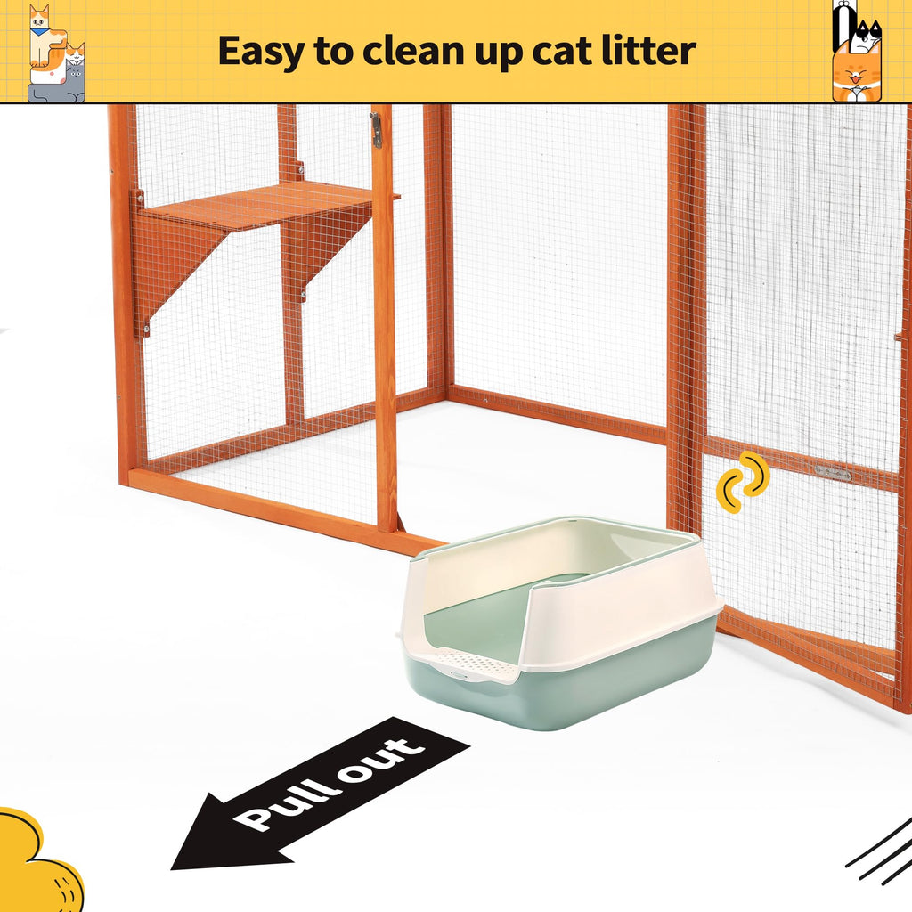 Nyeekoy Catio Outdoor Cat Enclosure, 71" Large Catios for Cats Patio, Outside Cat Enclosures, Cattio with Waterproof Roof, Clearance Cat Cage for Multiple Cats, Orange