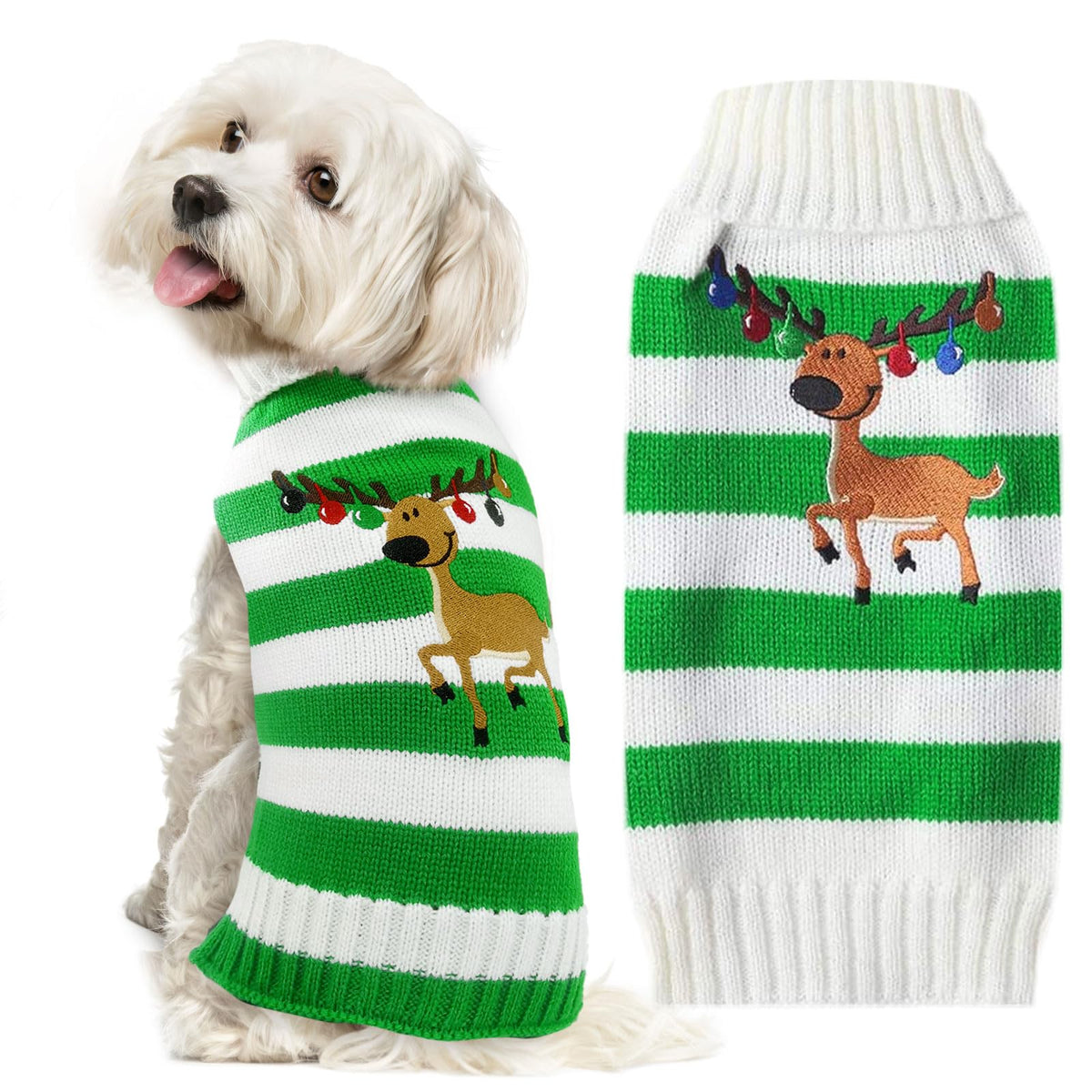DOGGYZSTYLE Dog Christmas Sweater Xmas Pet Clothes Cute Striped Gingerbread Man Costume Holiday Puppy Cat Jumpers Outfits New Year Gifts for Small Medium Large Dogs(Red Gingerbread Man,XXS)