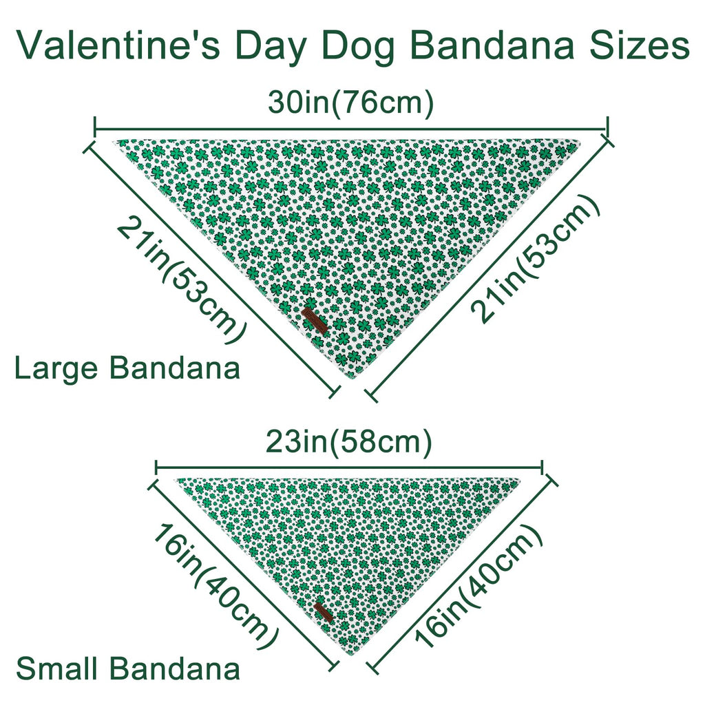 St. Patrick's Dog Bandana, UP URARA PUP Shamrock Triangle Bid Scarf for Medium Large Dogs, Cotton Kerchief for Girl Boy Puppies, Cute Spring Green Bandana,S