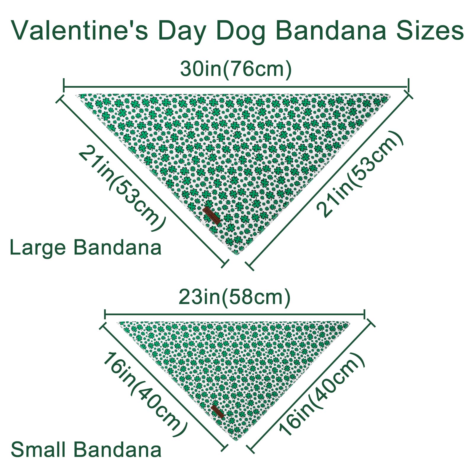 St. Patrick's Dog Bandana, UP URARA PUP Shamrock Triangle Bid Scarf for Medium Large Dogs, Cotton Kerchief for Girl Boy Puppies, Cute Spring Green Bandana,S