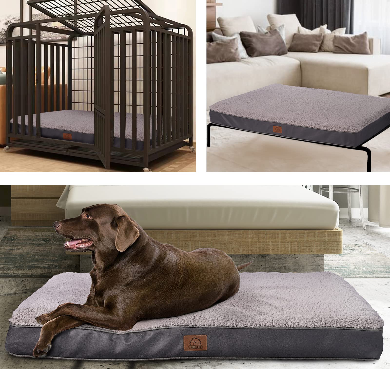 Sunheir Washable Orthopedic Large Dog Bed with Removable Cover, Pet Bed Mat