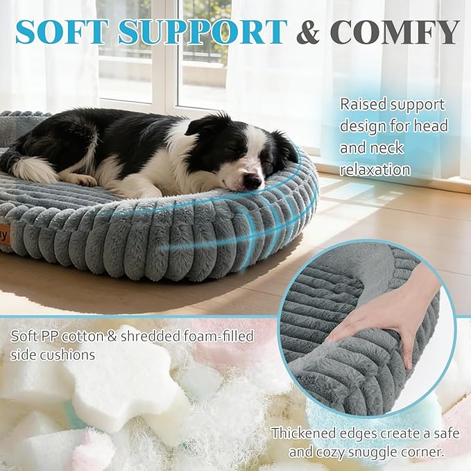 KISIMUY Orthopedic Dog Bed, Memory Foam Bolster Bed for Large Sized Dog