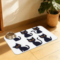 Cute Black Cats Pet Feeding Mat, Absorbent Dog and Cat Bowl Pad, Fast Dry, Non-Slip Back – 12x20 Inch
