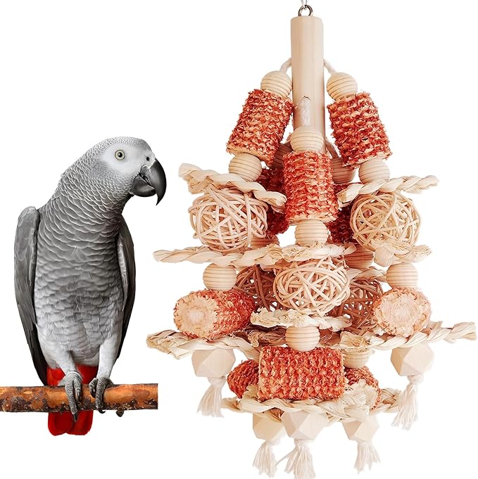 kencunay Bird Toys,Natural Corn Stick Parrot Toys Hanging in Bird Cages
