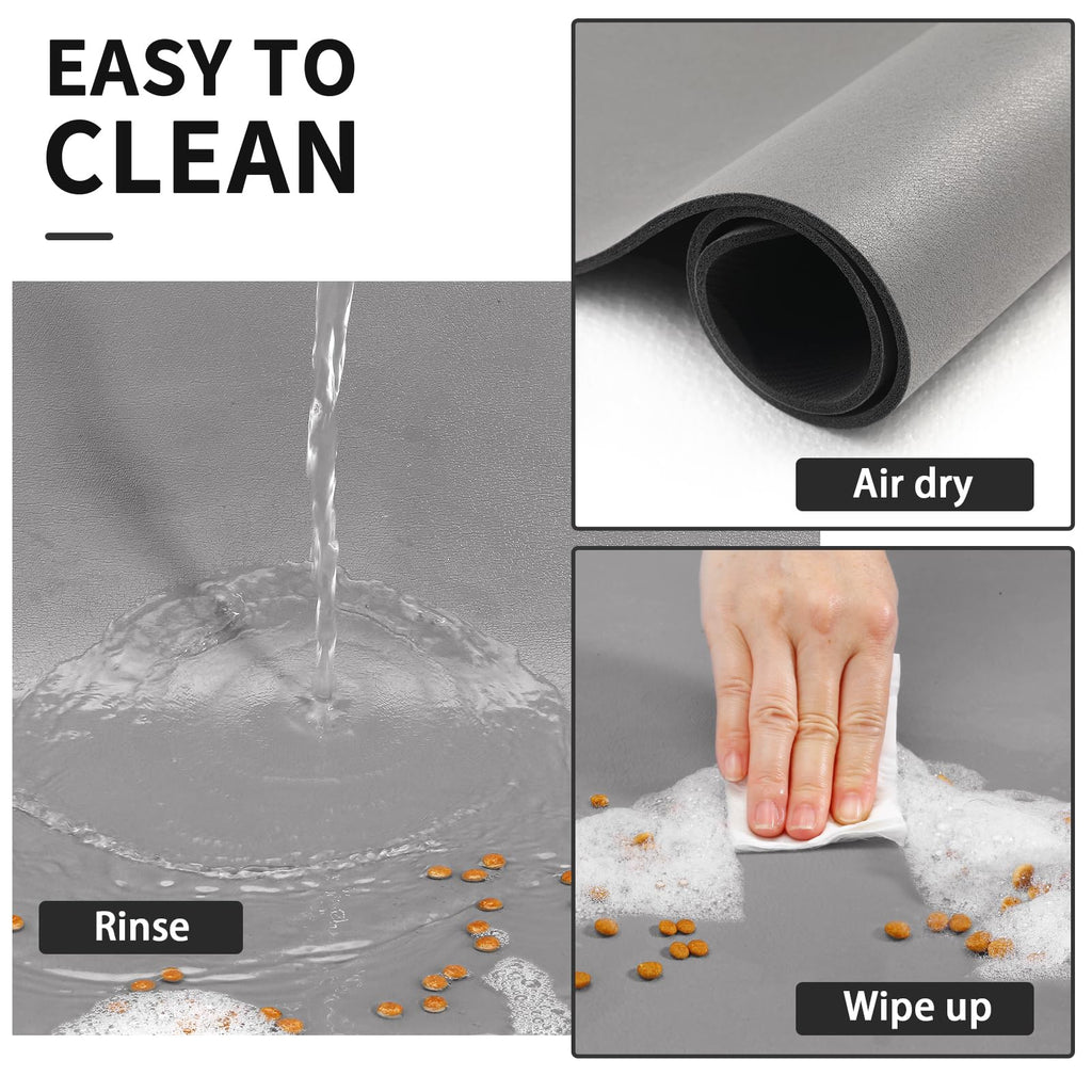 HotLive Dog Food Mat - Absorbent Cat Mat for Food and Water, No Stains Pet Feeding Bowl Mat, Easy to Clean Pet Placemats, Quick Dry Dog Water Dispenser Mat for Messy Drinkers | Paw Grey 12"x 19"