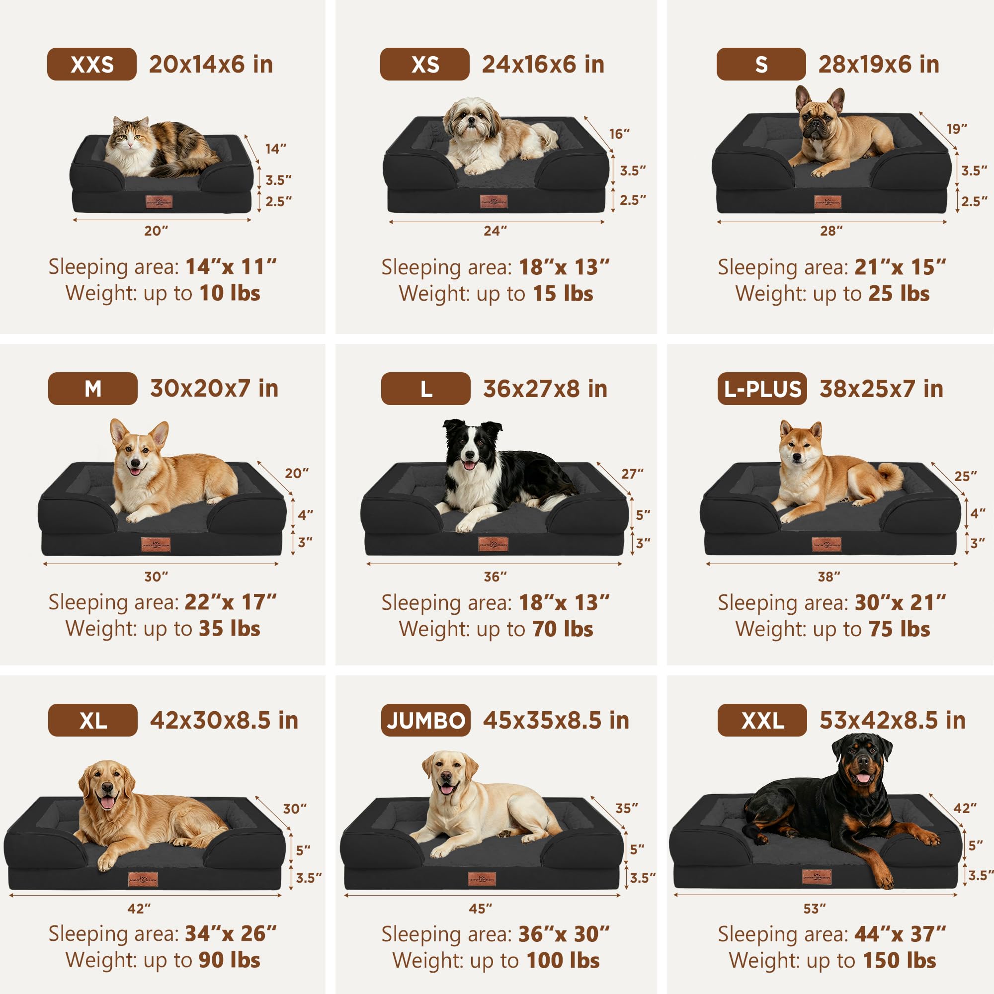 Comfort Expression Waterproof Orthopedic Dog Beds for Large Sized Dog