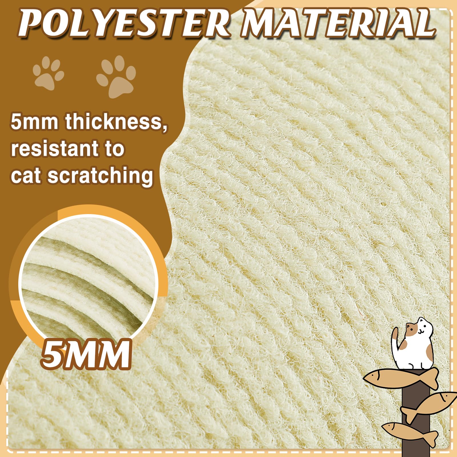 39.3''x14.6'' Trimmable Cat Scratch Furniture Protector - Climbing Self-Adhesive Cat Scratching Pad Mat, Couch Protector from Claws for Scratch Post Cat Tree Shelves Wall, Beige