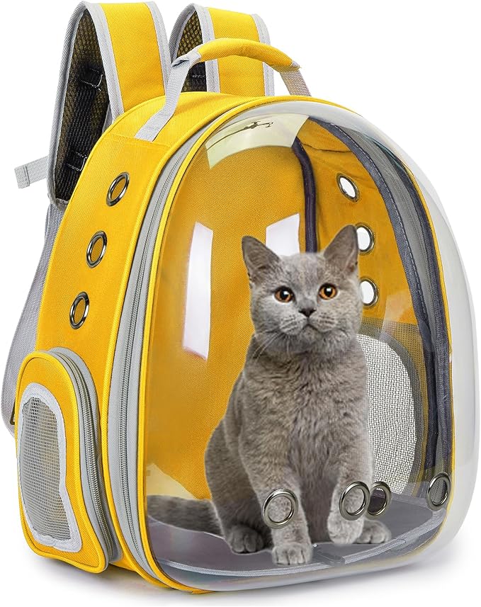 Cat Bubble Backpack Carrier for Small Medium Dogs Cats Carrying Bag, Airline Approved Pet Travel Carrying Bag Dog Hiking Walking Outdoor Backpack (Orange)