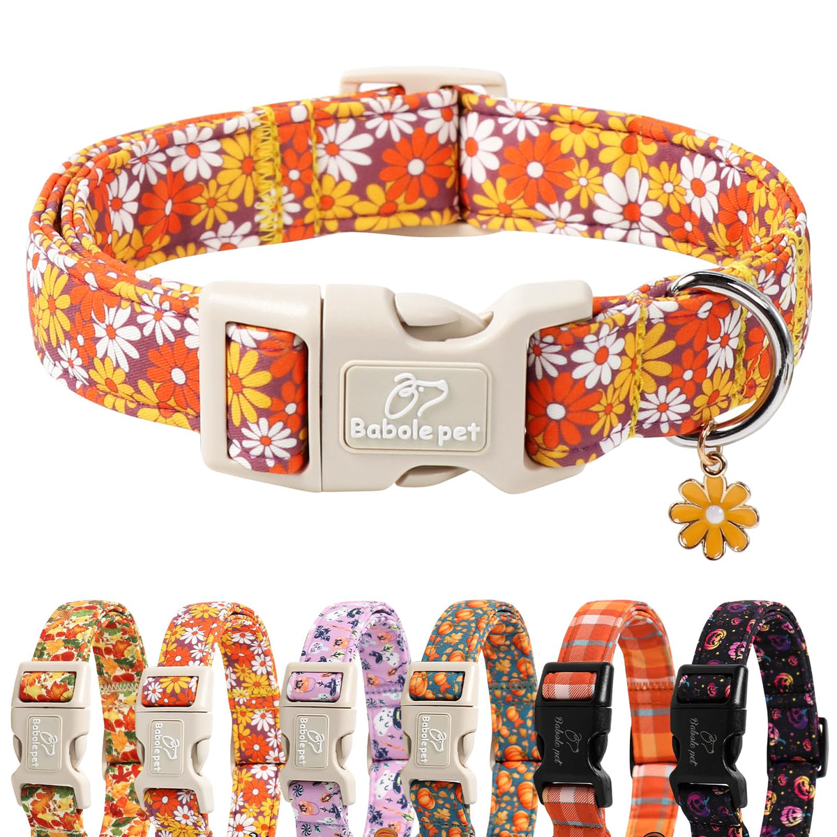 Babole Pet St Patricks Day Dog Collar for Small Dogs - Lucky Flower Shamrock Green Dog Collars, Cute Irish Clover Puppy Collar with Quick Release Buckle for Girls&Boys Dogs XS