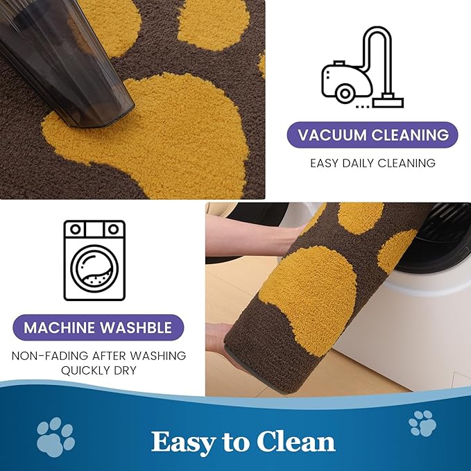 Buganda Dog Door Mat for Muddy Paws, Absorbent Dirt Trapper Washable Indoor Doormats, Non Slip Low-Profile Mud Mat for Dogs, Front Entrance Doormat for Inside Floor (36x24 Inches, Coffee)